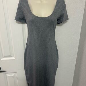 Heart Hips Charcoal Ribbed Midi Dress